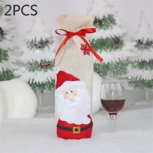2 PCS CX20215 Snowman Pattern Wine Bottle Bag Christmas Decoration
