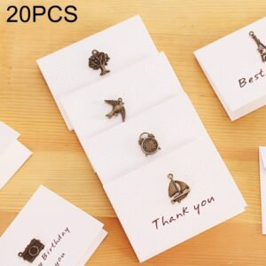 20 PCS Creative Simple Mini Ornaments Greeting Card Birthday Card DIY Folding Blessing Card Postcard, Random Style Delivery