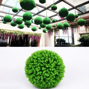 Artificial Green Eucalyptus Plant Ball Topiary Wedding Event Home Outdoor Decoration Hanging Ornament, Diameter: 17 inch