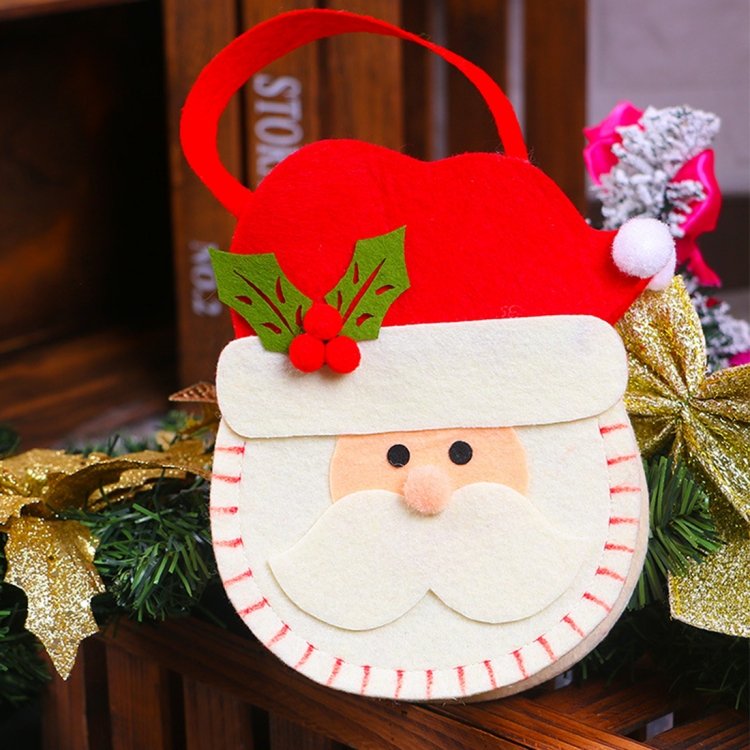creative cartoon new style christmas decoration santa gift bag, non woven fabric apple gifts handbags