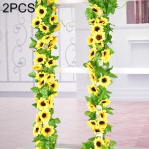 2 PCS Sunflower Artificial Flower Interior Background Wall Window Decoration, Length: 2.6m