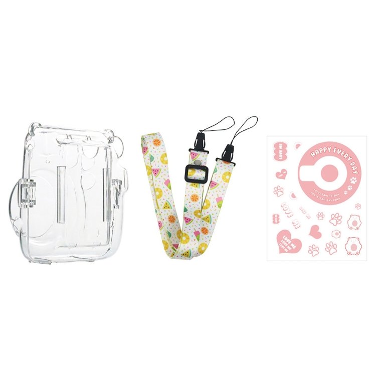 for fujifilm instax mini 11 5sets storage case + shoulder strap + sticker 3 in 1 set