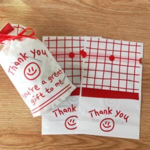 Medium Simple Drawstring Pocket Smile Gift Food Travel Packaging Bag