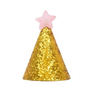 10 PCS Golden Birthday Hat Children Age Dress up Star Hat Glitter Cake Cap