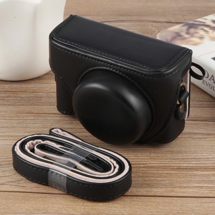 for sony zv 1f vlog camera full body leather camera case bag with strap