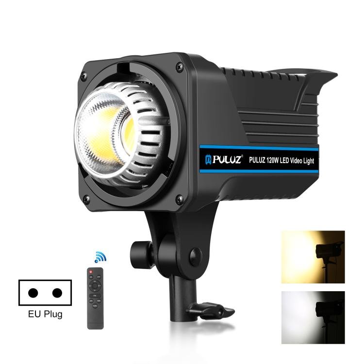 puluz 220v 120w studio video light dual color temperature built in dissipate heat system with remote control